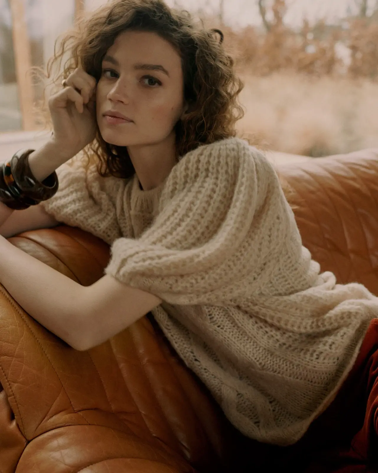 N.Y.A. | Summum Kurzer Pullover mit Puffärmeln creme M