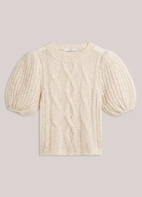 N.Y.A. | Summum Kurzer Pullover mit Puffärmeln creme M