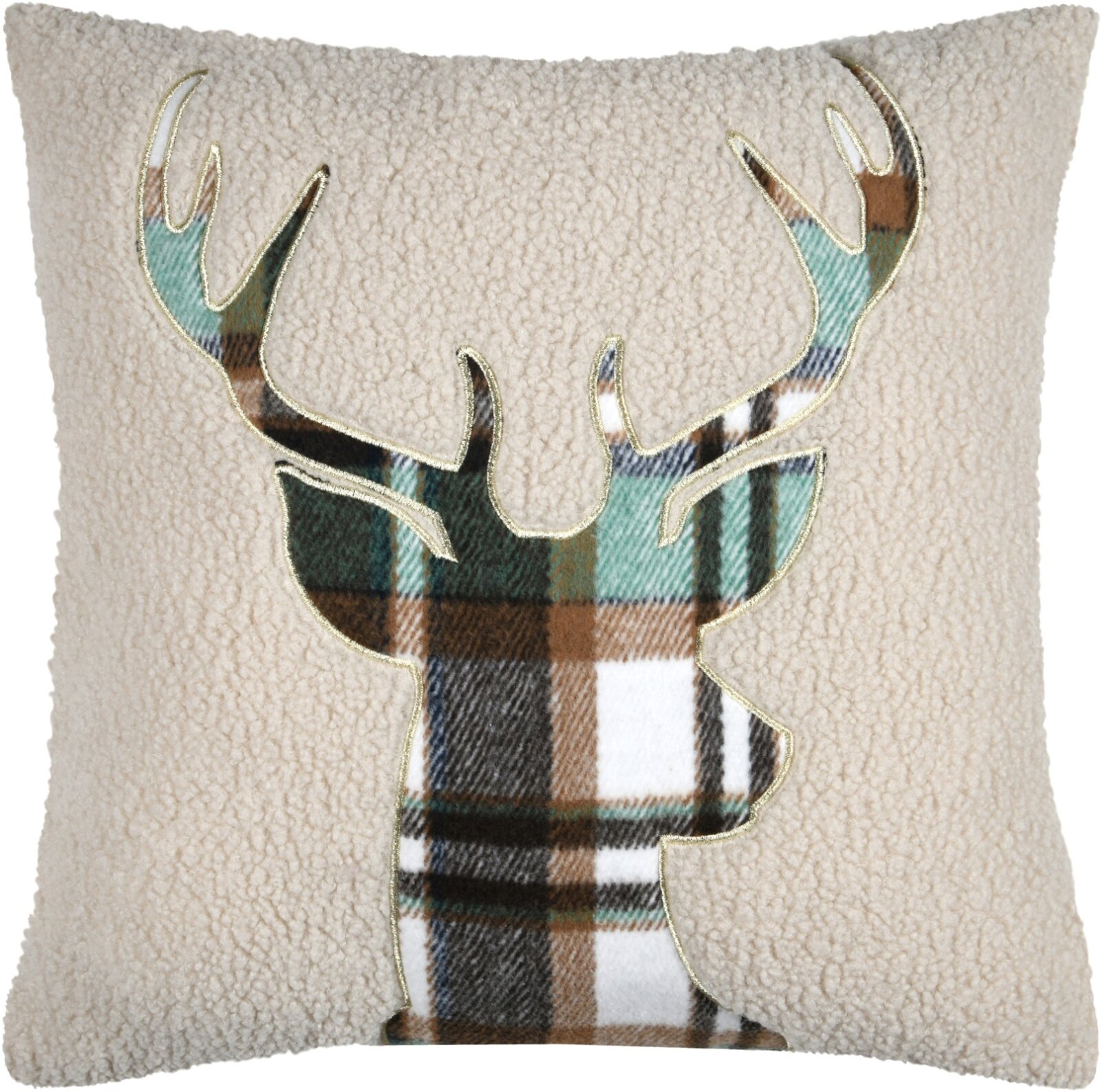STF Dekokissen Hirsch Weihnachtskissen ca. 45x45cm | Teddykissen beige