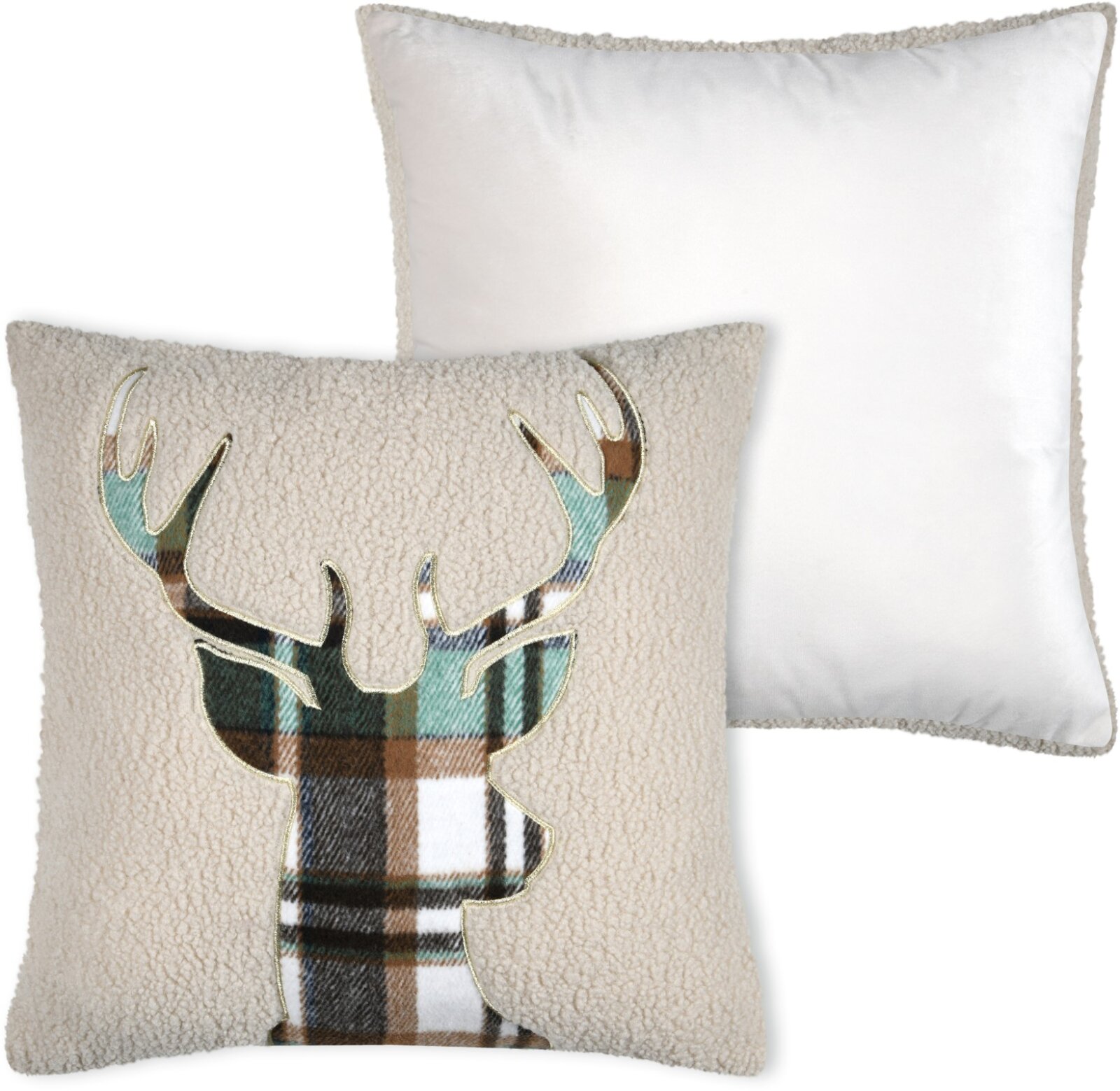 STF Dekokissen Hirsch Weihnachtskissen ca. 45x45cm | Teddykissen beige