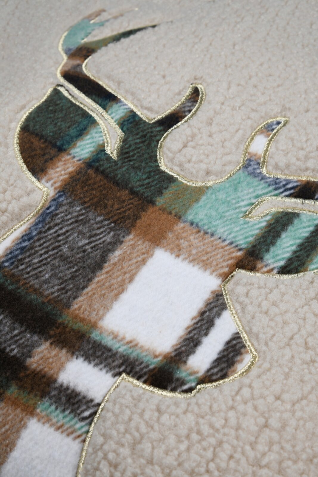 STF Dekokissen Hirsch Weihnachtskissen ca. 45x45cm | Teddykissen beige
