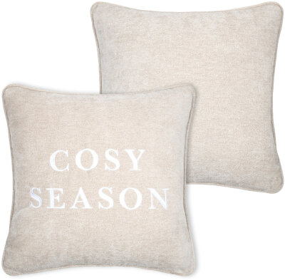 STF Dekokissen "Cosy Season" Weihnachtskissen ca. 45x45cm | Velour beige