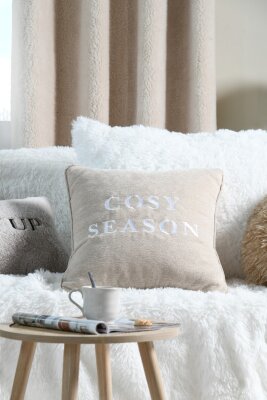 STF Dekokissen "Cosy Season" Weihnachtskissen ca. 45x45cm | Velour beige
