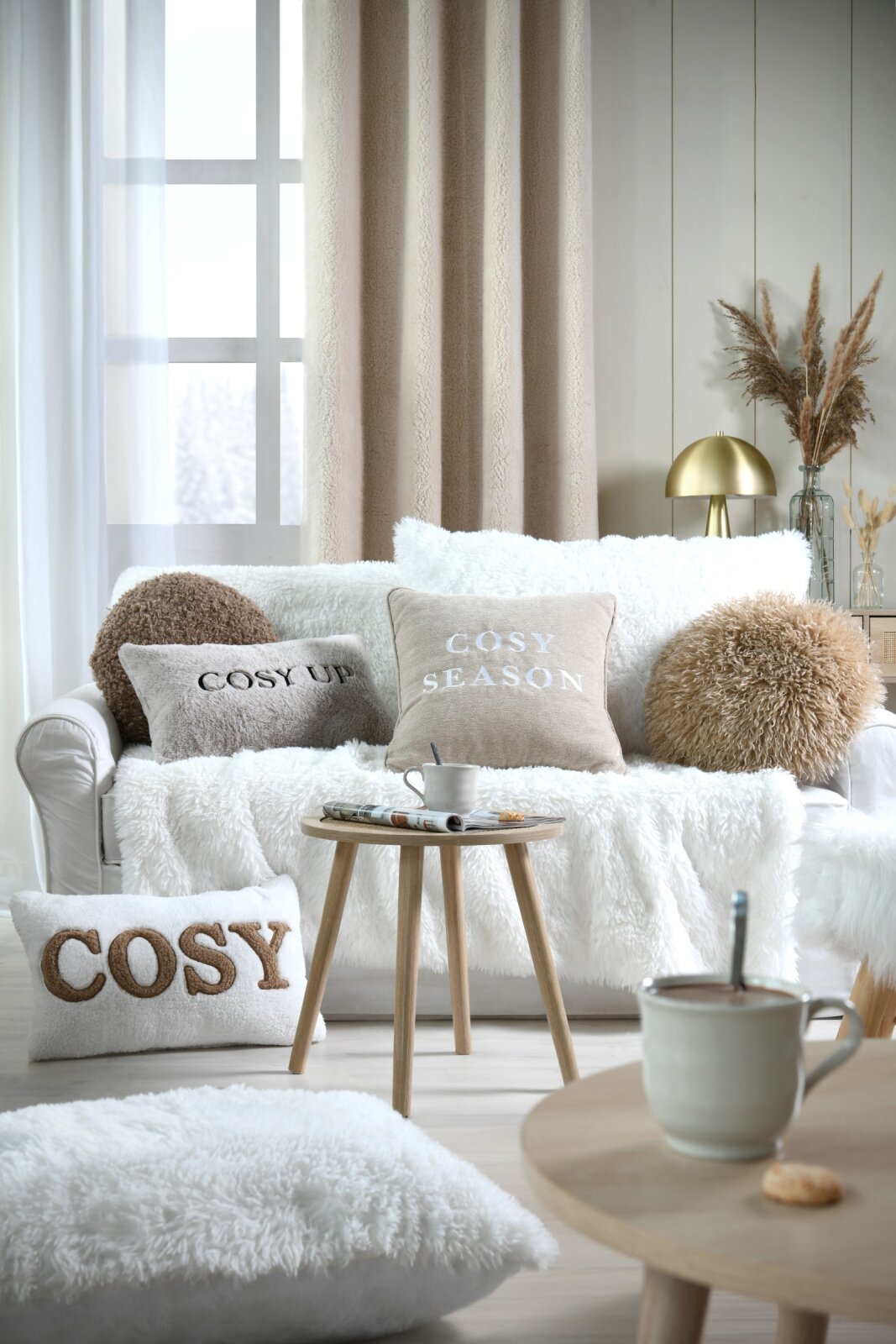 STF Dekokissen "Cosy" Weihnachtskissen ca. 50x30cm | Teddyplüsch ecru