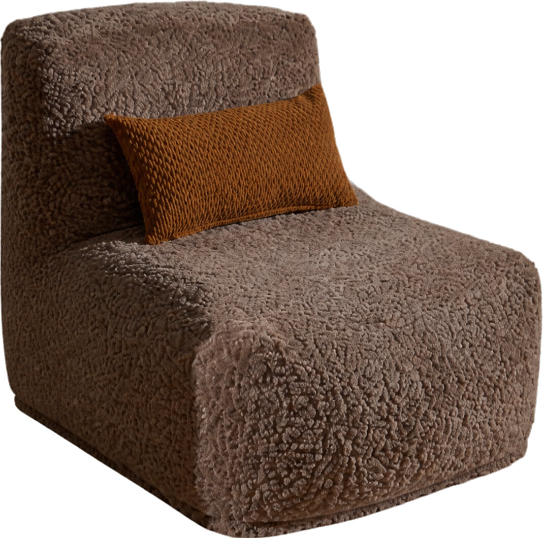 H.O.C.K. Loungesessel „Mellow“ aus Teddyplüsch in Taupe-Braun | Kuschelsessel