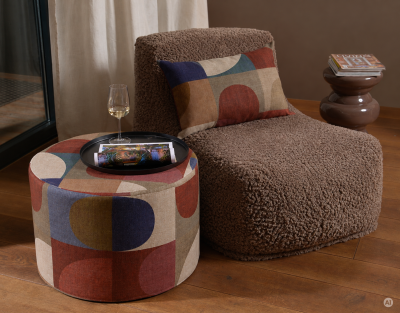 H.O.C.K. Loungesessel „Mellow“ aus Teddyplüsch in Taupe-Braun | Kuschelsessel