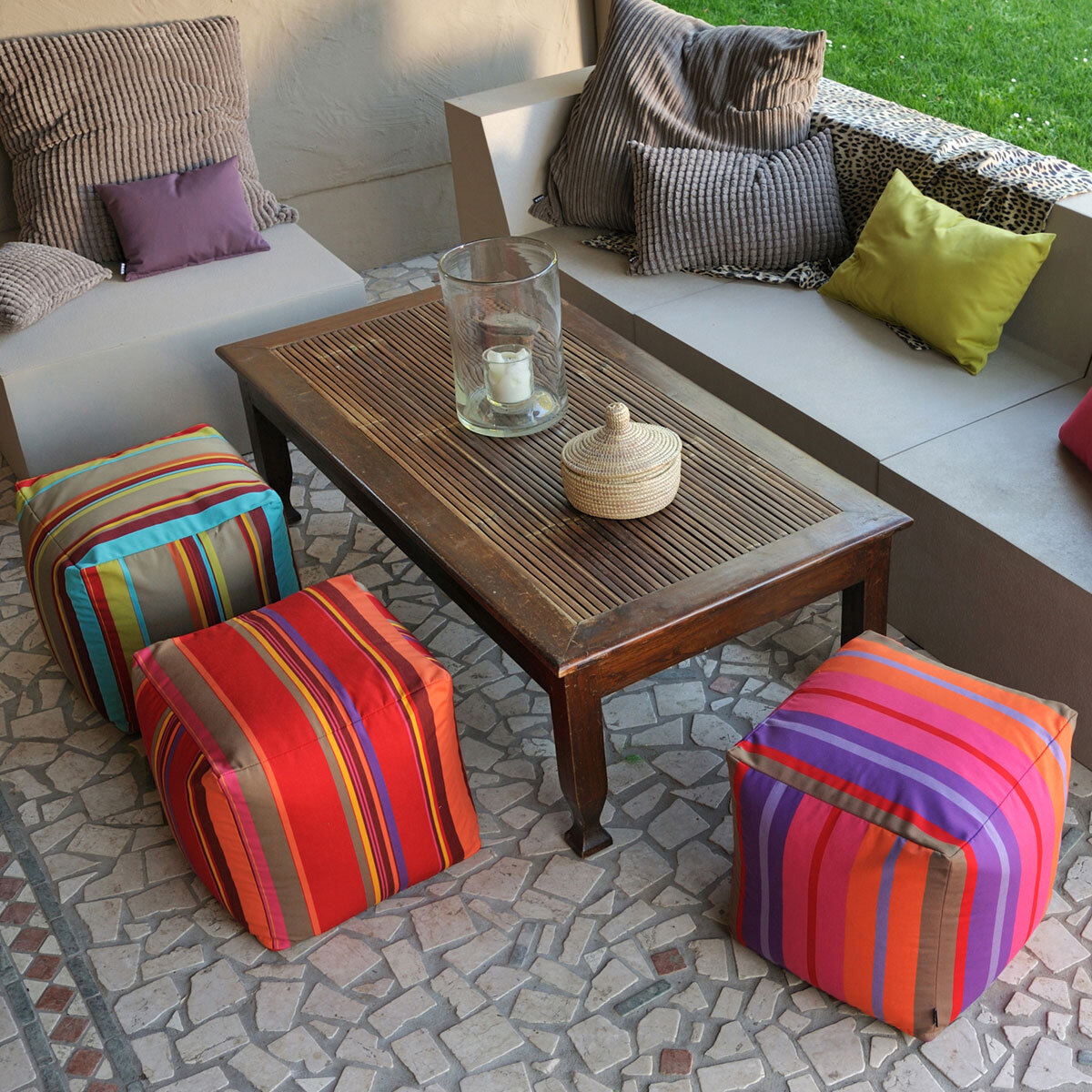 H.O.C.K. Classic uni Outdoor Bean Cube Pouf 40x40x40cm tabacco