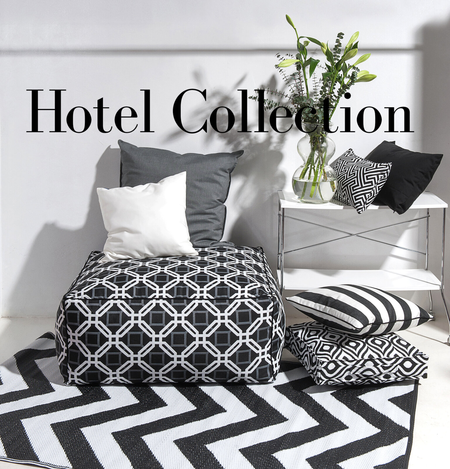 H.O.C.K. Natolda Outdoor Lounghocker ca. 90x90x40cm black 090 sun