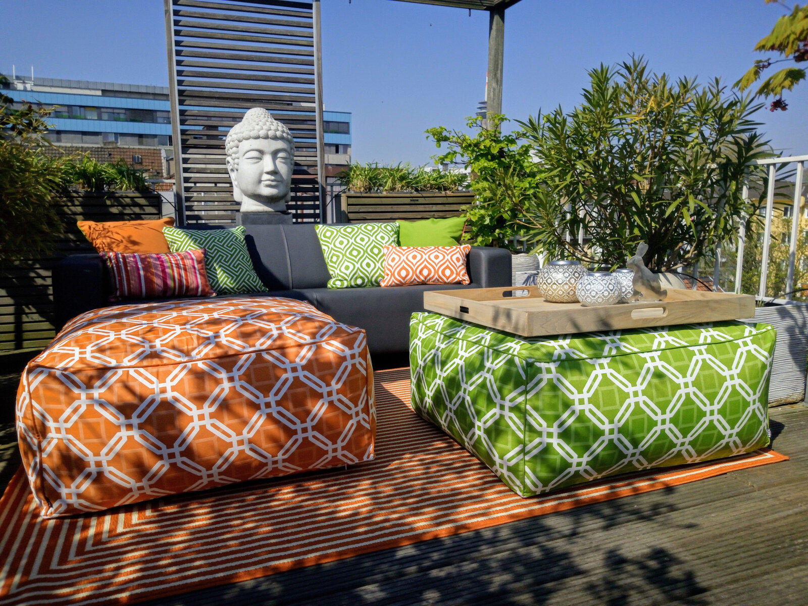 H.O.C.K. Natolda Outdoor Loungehocker 90x90x40cm orange 101 sun