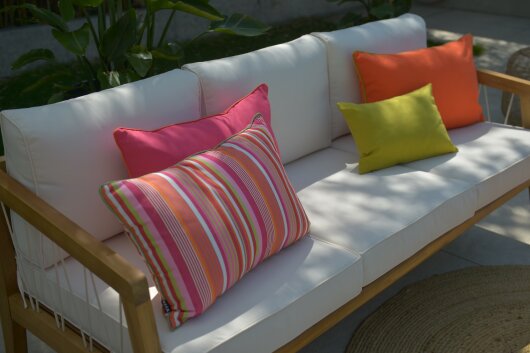 H.O.C.K. Yucatan Outdoor Kissen mit Keder 60x40cm pink stripes sun