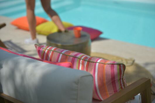 H.O.C.K. Yucatan Outdoor Kissen mit Keder 60x40cm pink stripes sun