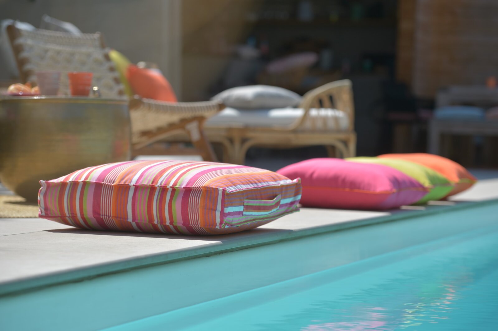 H.O.C.K. Yucatan Outdoor Matratzenkissen 50x50x10cm pink stripes sun