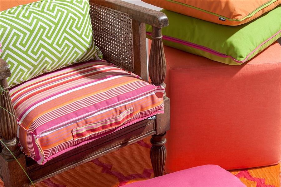 H.O.C.K. Yucatan Outdoor Matratzenkissen 50x50x10cm pink stripes sun