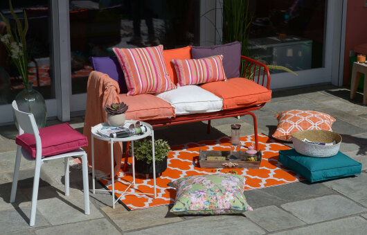 H.O.C.K. Yucatan Outdoor Matratzenkissen 50x50x10cm pink stripes sun