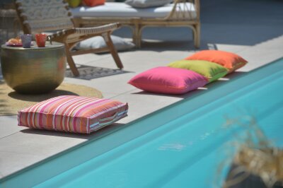 H.O.C.K. Yucatan Outdoor Matratzenkissen 50x50x10cm pink stripes sun