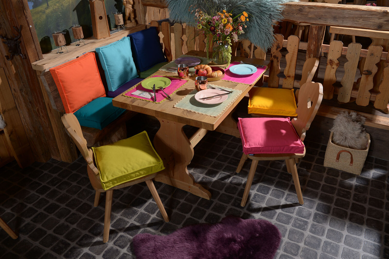 H.O.C.K. Classic Uni Outdoor Sitzkissen CLOU 40x40x5cm pink