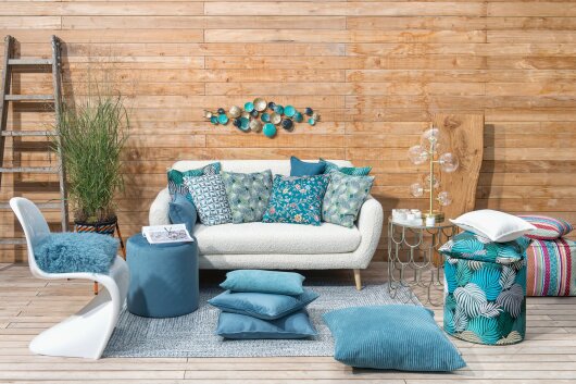 H.O.C.K. Nobile Samt Kissen 50x50cm deep-sky-blue 016 blau