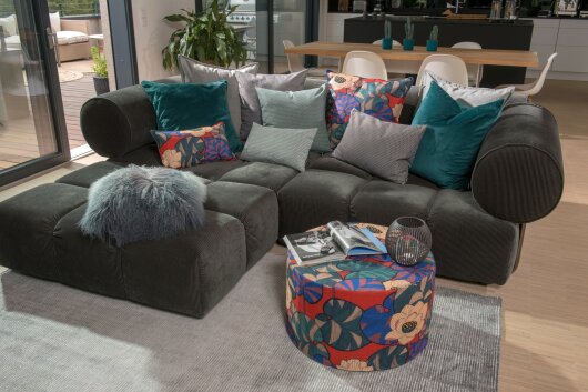 H.O.C.K. Nobile Samt Kissen 60x60cm dark-cyan 015 petrol blau