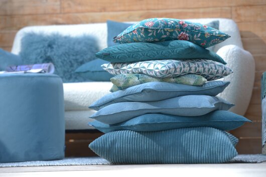 H.O.C.K. Nobile Samt Kissen 60x60cm deep-sky-blue 016 blau