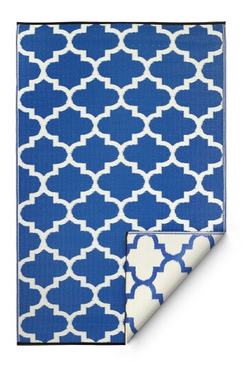 H.O.C.K. Outdoor Teppich Tangier blue+white 180x120cm