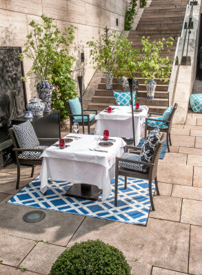 H.O.C.K. Outdoor Teppich Tangier blue+white 180x120cm