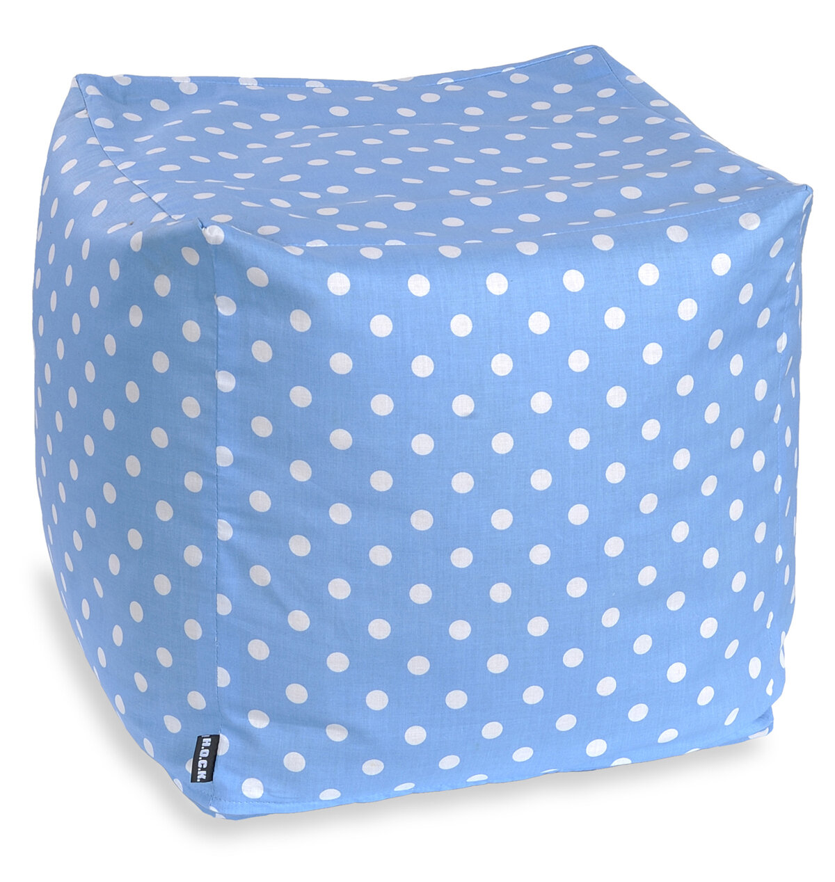 H.O.C.K. Punkte Pouf Bean Cube 40x40x40cm gepunktet hellblau