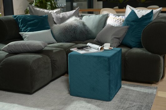 H.O.C.K. Soft Nobile Cube/ Sitzwürfel 45x45x45cm petrol 015 blau