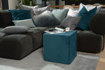 H.O.C.K. Soft Nobile Cube/ Sitzwürfel 45x45x45cm petrol 015 blau