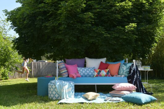 H.O.C.K. Caribe Outdoor Kissen 50x50cm lila ultraviolet pomelo 01
