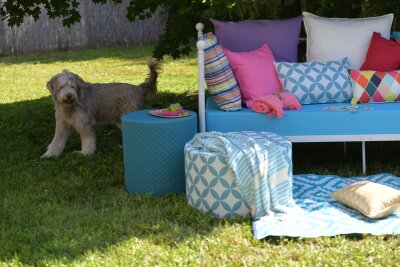 H.O.C.K. Caribe Outdoor Kissen 50x50cm lila ultraviolet pomelo 01