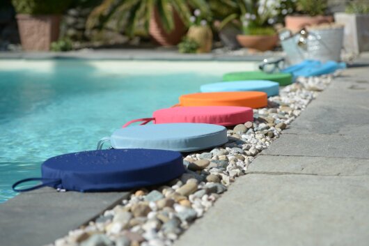 H.O.C.K. Miami Outdoor Poolkissen rund ø40x5cm grau blau 10-5018 sea blue