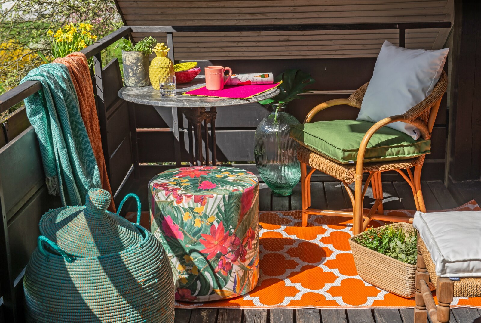 H.O.C.K. Beach Life Outdoor Hocker eckig 45x45x45cm Dschungel