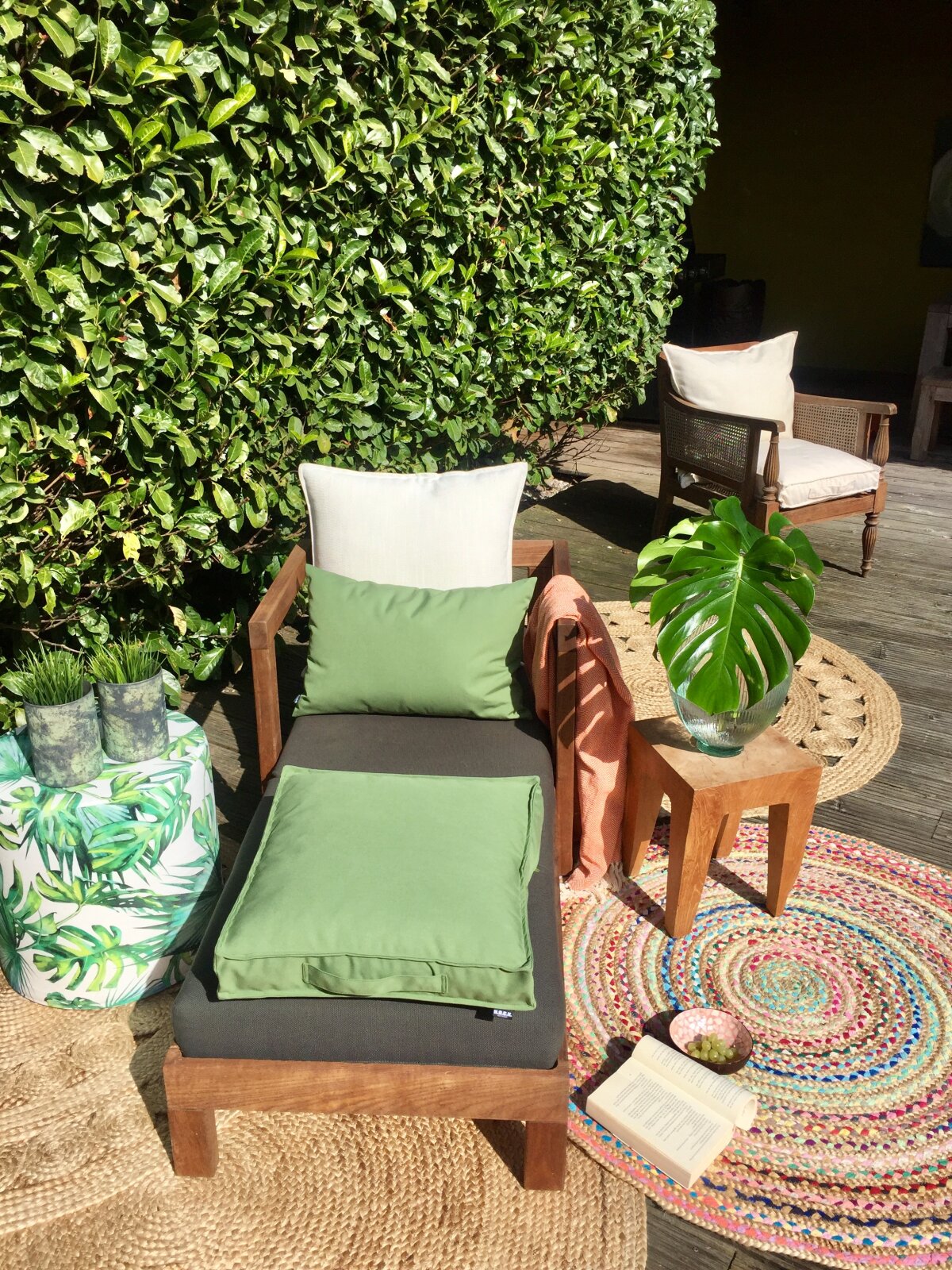 H.O.C.K. Beach Life Outdoor Hocker rund Pouf ø45x45cm Palm Garden