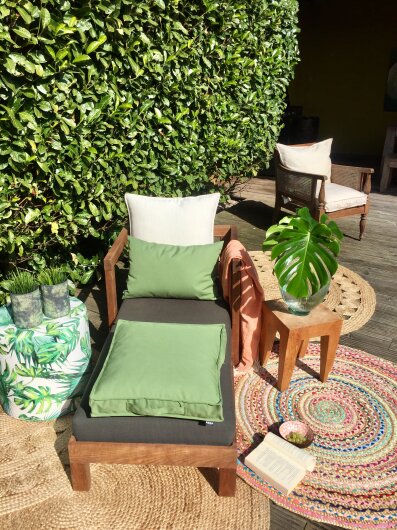 H.O.C.K. Beach Life Outdoor Hocker rund  Pouf ø45x45cm Palm Garden