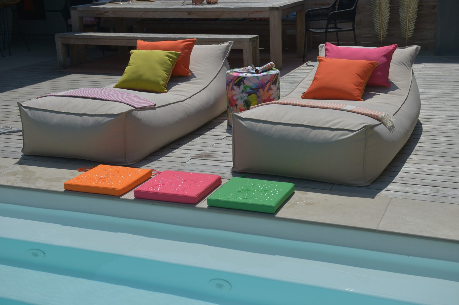 H.O.C.K. Miami Outdoor Poolkissen eckig 40x40x5cm orange 2009 mandarin