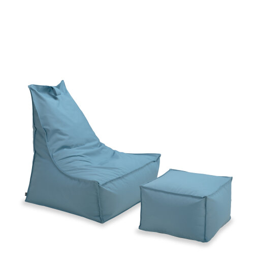H.O.C.K. Miami Outdoor Blobby Sitzsack ca. 95x95x80cm Lounge-Sessel grau-blau 10-5018 wasserabweisend
