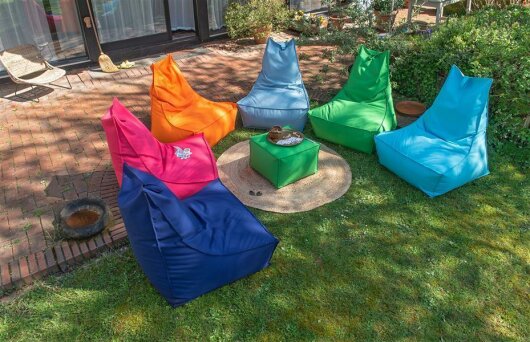 H.O.C.K. Miami Outdoor Blobby Sitzsack ca. 95x95x80cm Lounge-Sessel grau-blau 10-5018 wasserabweisend