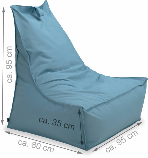 H.O.C.K. Miami Outdoor Blobby Sitzsack ca. 95x95x80cm Lounge-Sessel grau-blau 10-5018 wasserabweisend