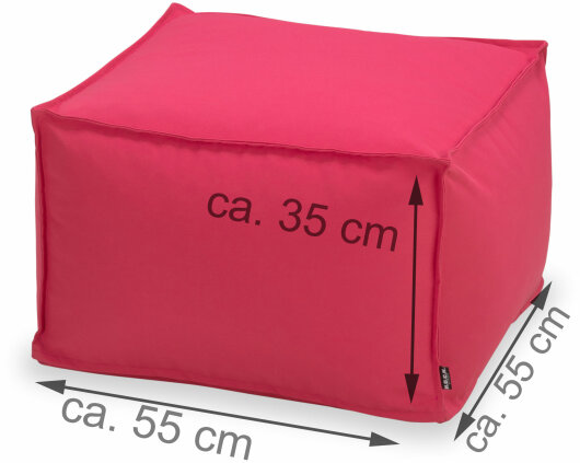 H.O.C.K. Miami Outdoor Blobby Bean Cube Pouf ca. 55x55x35cm pink/ rosa 1986 Cube wasserabweisend