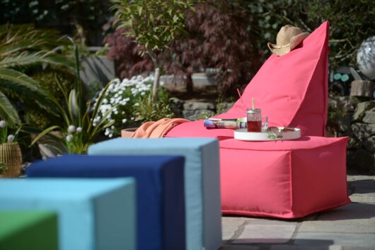 H.O.C.K. Miami Outdoor Blobby Bean Cube Pouf ca. 55x55x35cm pink/ rosa 1986 Cube wasserabweisend