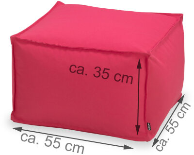 H.O.C.K. Miami Outdoor Blobby Bean Cube Pouf ca. 55x55x35cm pink/ rosa 1986 Cube wasserabweisend
