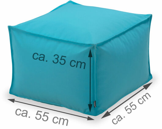 H.O.C.K. Miami Outdoor Blobby Bean Cube Pouf ca. 55x55x35cm türkis 11-5004 Cube wasserabweisend