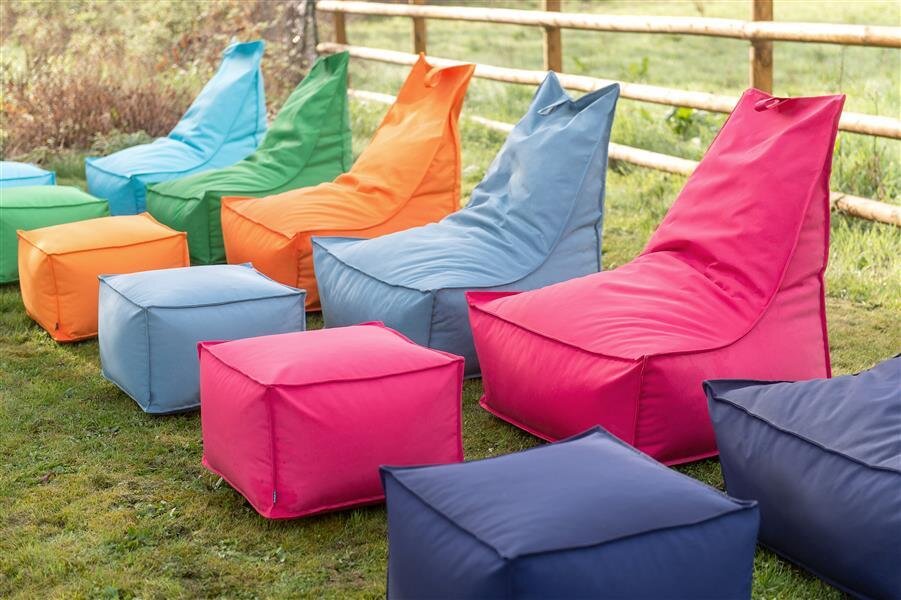 H.O.C.K. Miami Outdoor Blobby Bean Cube Pouf ca. 55x55x35cm grau-blau 10-5018 Cube wasserabweisend
