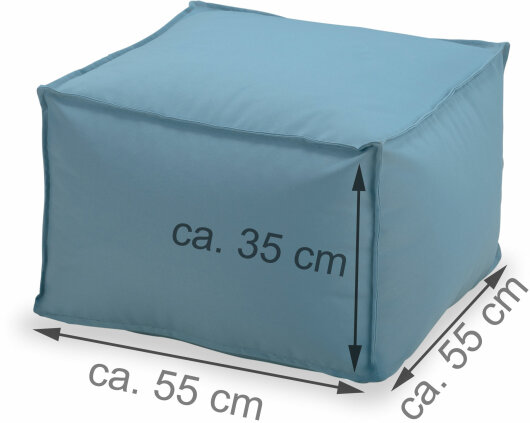 H.O.C.K. Miami Outdoor Blobby Bean Cube Pouf ca. 55x55x35cm grau-blau 10-5018 Cube wasserabweisend