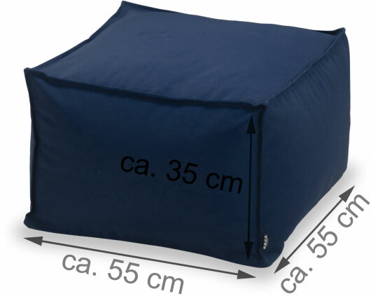 H.O.C.K. Miami Outdoor Blobby Bean Cube Pouf ca. 55x55x35cm navy blau 11-5010 Cube wasserabweisend