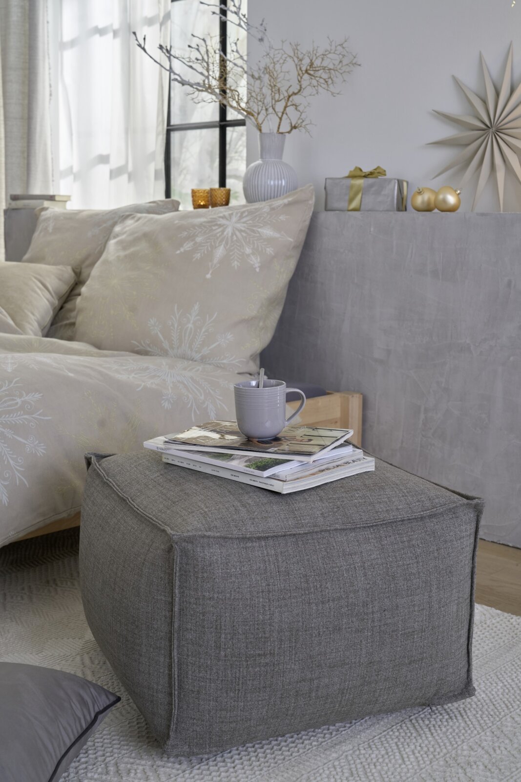 H.O.C.K. Livigno Bean Cube Pouf 55x55x35cm grau 802