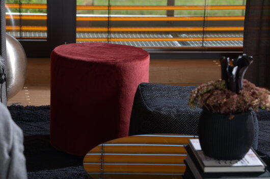 H.O.C.K. Nobile Samt Hocker rund Pouf ø45x45cm indian-red