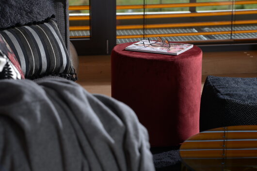 H.O.C.K. Nobile Samt Hocker rund Pouf ø45x45cm indian-red