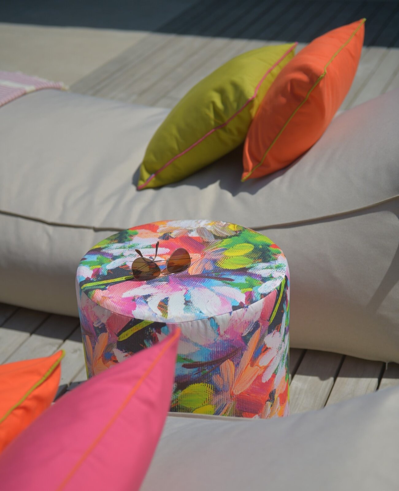 H.O.C.K. Beach Life Outdoor Hocker rund Pouf ø45x45cm Flower