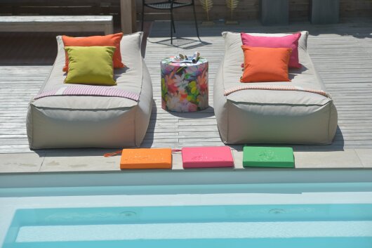 H.O.C.K. Beach Life Outdoor Hocker rund  Pouf ø45x45cm Flower